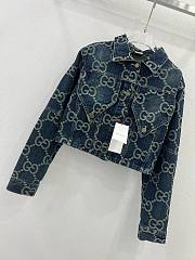 Bagsaaa Gucci Blue GG-embroidered denim jacket - 6