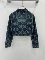 Bagsaaa Gucci Blue GG-embroidered denim jacket - 5