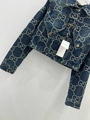 Bagsaaa Gucci Blue GG-embroidered denim jacket - 4
