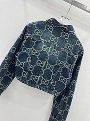 Bagsaaa Gucci Blue GG-embroidered denim jacket - 3