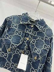 Bagsaaa Gucci Blue GG-embroidered denim jacket - 2