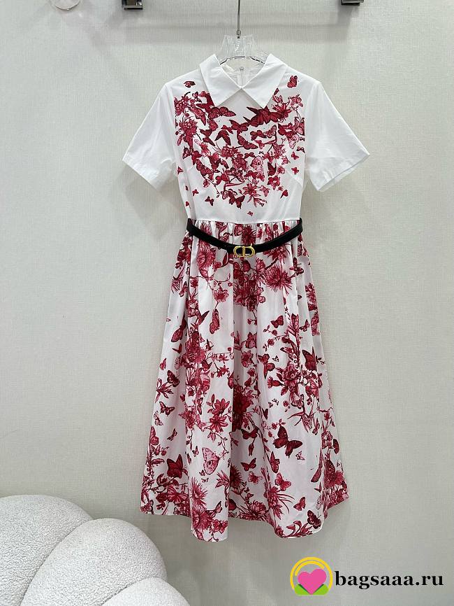 Bagsaaa Dior Belt Dress White and Red Butterfly - 1