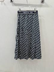 Bagsaaa Dior Oblique Jacquard Zipper Blue Long Skirt - 5