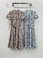 Bagsaaa Dior Toile de Jouy Soleil Pattern Belt Dress - 1