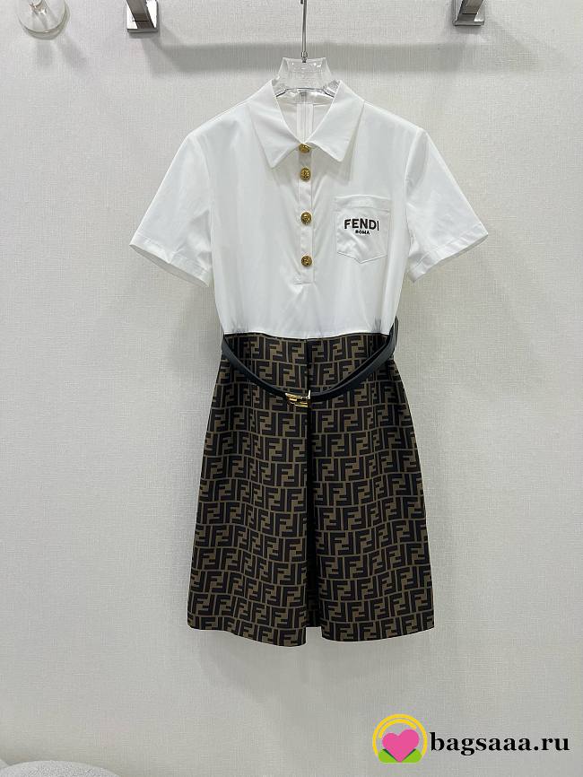Bagsaaa Fendi Shirt Belt Dress FF Pattern  - 1