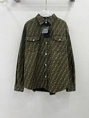 Bagsaaa Fendi All-Over Monogram Jacquard Overshirt With Pocket - 3