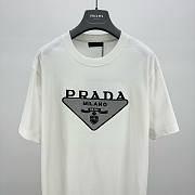 	 Bagsaaa Prada Triangle Logo White T-Shirt - 5
