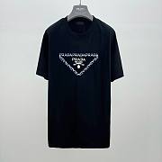 	 Bagsaaa Prada Triangle Logo Black T-Shirt 02 - 1