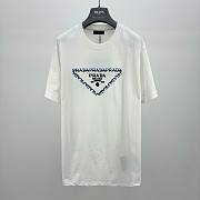 	 Bagsaaa Prada Triangle Logo White T-Shirt 02 - 1
