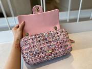 	 Bagsaaa Chanel Flap Bag Pink Tweed Leather With Pearl Strap - 26x16x5cm - 6