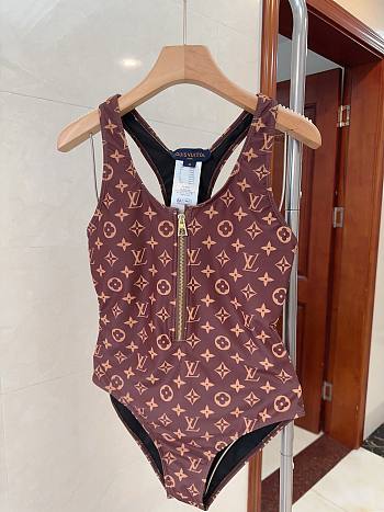 Bagsaaa Louis Vuitton Zip-up Monogram One-Piece Swimsuit