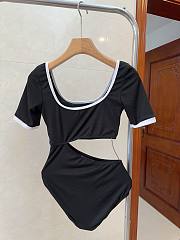 Bagsaaa Chanel Short Sleeve Black One Piece Swimwear - 4