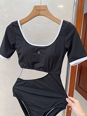 Bagsaaa Chanel Short Sleeve Black One Piece Swimwear - 2