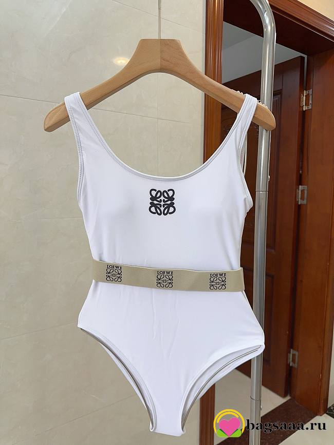 Bagsaaa Loewe White One Piece Swimwear - 1