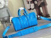 	 Bagsaaa Louis Vuitton Keepall Bandoulière 25 Blue Ostrich leather - 25 x 15 x 11 cm - 3