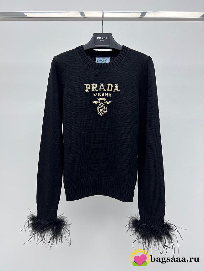 Bagsaaa Prada Sweater With Fur Cuff - 1