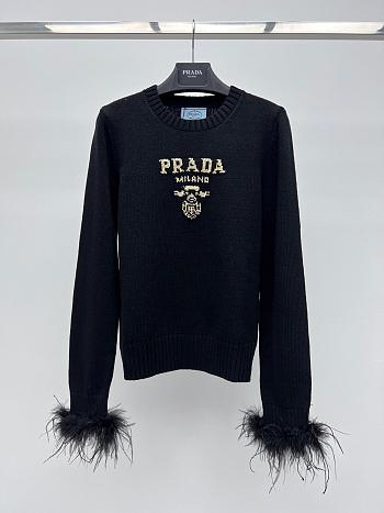 Bagsaaa Prada Sweater With Fur Cuff