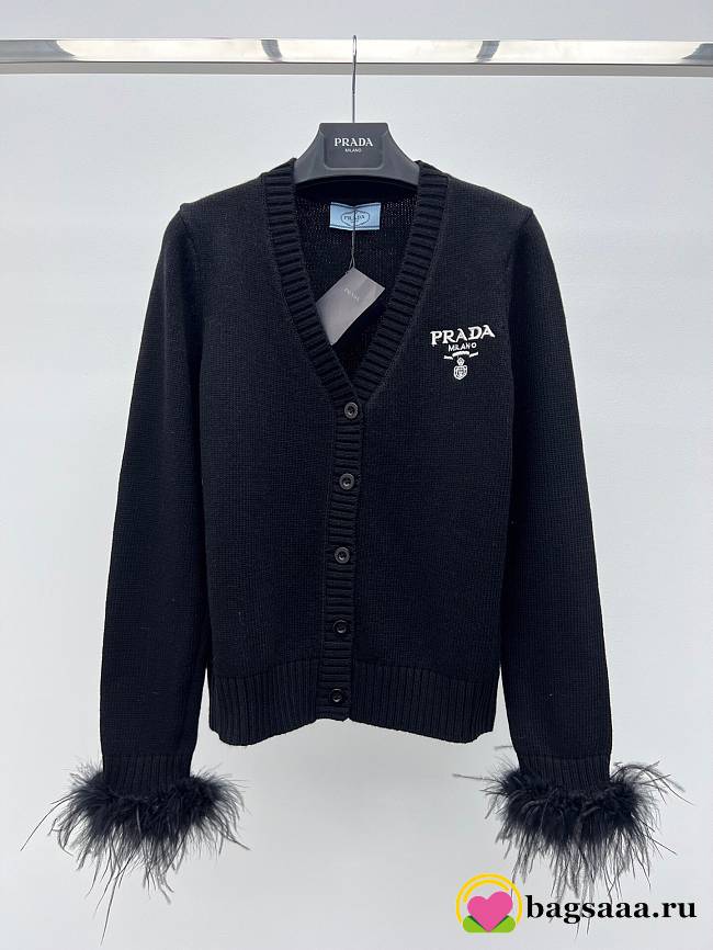 	 Bagsaaa Prada Cardigan With Fur Cuff - 1
