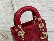 Bagsaaa Dior Mini Lady Bag Red Patent Cannage Calfskin 17cm - 2