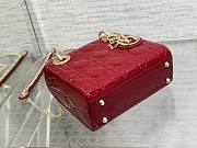 Bagsaaa Dior Mini Lady Bag Red Patent Cannage Calfskin 17cm - 4
