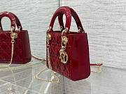 Bagsaaa Dior Mini Lady Bag Red Patent Cannage Calfskin 17cm - 3