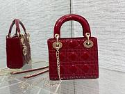 Bagsaaa Dior Mini Lady Bag Red Patent Cannage Calfskin 17cm - 6