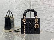 	 Bagsaaa Dior Mini Lady Bag Black Patent Cannage Calfskin 17cm - 1