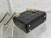 	 Bagsaaa Dior Mini Lady Bag Black Patent Cannage Calfskin 17cm - 5