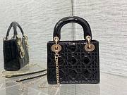 	 Bagsaaa Dior Mini Lady Bag Black Patent Cannage Calfskin 17cm - 4