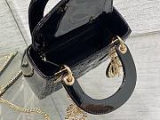 	 Bagsaaa Dior Mini Lady Bag Black Patent Cannage Calfskin 17cm - 2