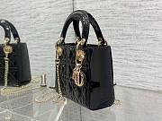 	 Bagsaaa Dior Mini Lady Bag Black Patent Cannage Calfskin 17cm - 3