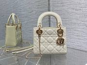 	 Bagsaaa Dior Mini Lady Bag White Patent Cannage Calfskin 17cm - 1