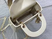 	 Bagsaaa Dior Mini Lady Bag White Patent Cannage Calfskin 17cm - 3