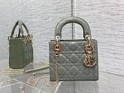 	 Bagsaaa Dior Mini Lady Bag Grey Patent Cannage Calfskin 17cm - 1