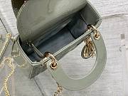 	 Bagsaaa Dior Mini Lady Bag Grey Patent Cannage Calfskin 17cm - 5