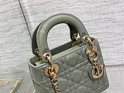 	 Bagsaaa Dior Mini Lady Bag Grey Patent Cannage Calfskin 17cm - 4