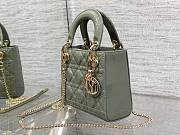 	 Bagsaaa Dior Mini Lady Bag Grey Patent Cannage Calfskin 17cm - 3