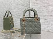 	 Bagsaaa Dior Mini Lady Bag Grey Patent Cannage Calfskin 17cm - 2