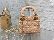 	 Bagsaaa Dior Mini Lady Bag Beige Patent Cannage Calfskin 17cm - 5