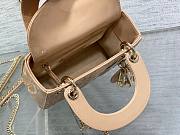 	 Bagsaaa Dior Mini Lady Bag Beige Patent Cannage Calfskin 17cm - 2