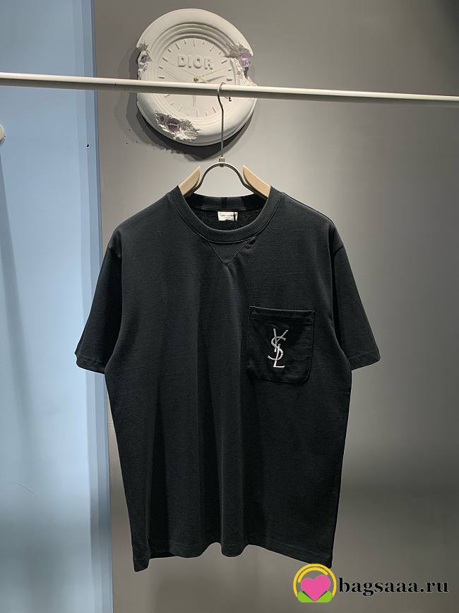 Bagsaaa YSL Black Front Pocket T-Shirt - 1