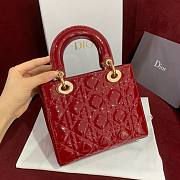 Bagsaaa Dior Small Lady Bag Red Patent Cannage Calfskin 20cm - 6