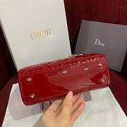 Bagsaaa Dior Small Lady Bag Red Patent Cannage Calfskin 20cm - 5