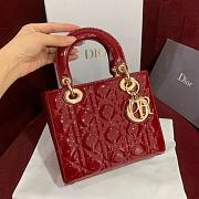 Bagsaaa Dior Small Lady Bag Red Patent Cannage Calfskin 20cm - 2