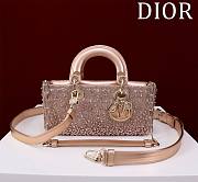 Bagsaaa Dior Lady D-Joy Silver-Tone Satin with Gradient Bead Embroidery - 22x12x6.5cm - 1