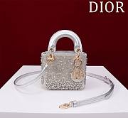 Bagsaaa Dior Lady Micro Silver-Tone Satin with Gradient Bead Embroidery 12 x 10.2 x 5cm - 1
