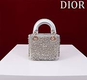 Bagsaaa Dior Lady Micro Silver-Tone Satin with Gradient Bead Embroidery 12 x 10.2 x 5cm - 5