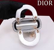 Bagsaaa Dior Lady Micro Silver-Tone Satin with Gradient Bead Embroidery 12 x 10.2 x 5cm - 4
