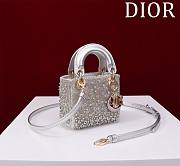 Bagsaaa Dior Lady Micro Silver-Tone Satin with Gradient Bead Embroidery 12 x 10.2 x 5cm - 3