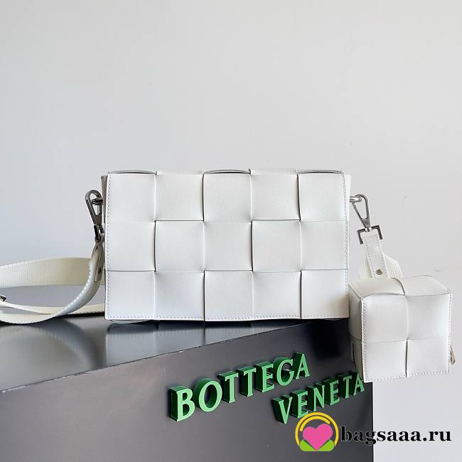 	 Bagsaaa Bottega Veneta Intrecciato-weave leather cross-body bag White - 26x16x6.5cm - 1
